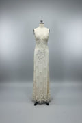 ED2001 Ivory Beaded Floral Spaghetti Strap Evening Gown - Sample Sale AUD $699