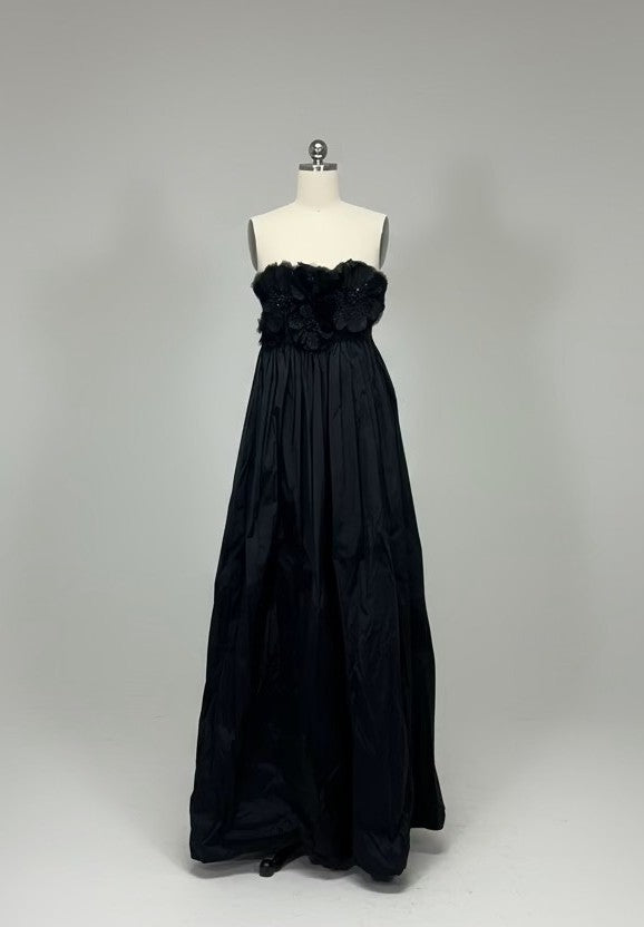 ED2007 Black Strapless Floral Evening Gown - Sample Sale AUD $399