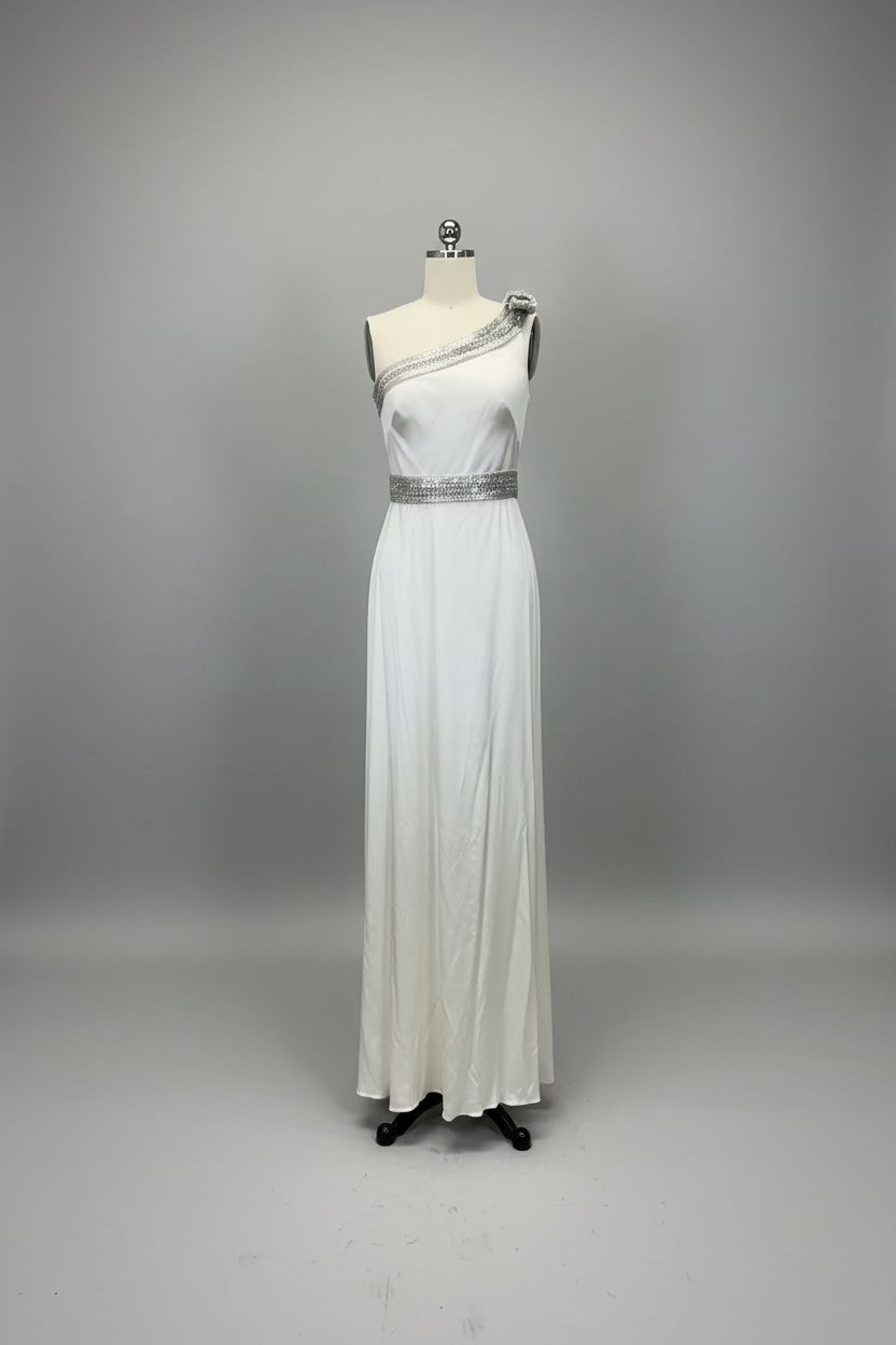 ED2009 One-Shoulder Crystal Trim Column Wedding Gown - Sample Sale AUD $549