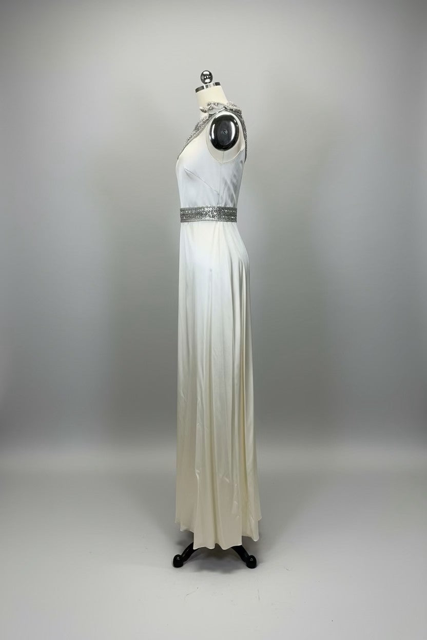 ED2009 One-Shoulder Crystal Trim Column Wedding Gown - Sample Sale AUD $549