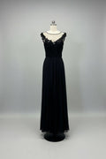 ED2013 Illusion Floral Appliqué Black Evening Gown - Sample Sale AUD $449