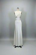 ED2017 Minimalist Strapless Satin Sheath Gown with Asymmetrical Ruching - Sample Sale AUD $349